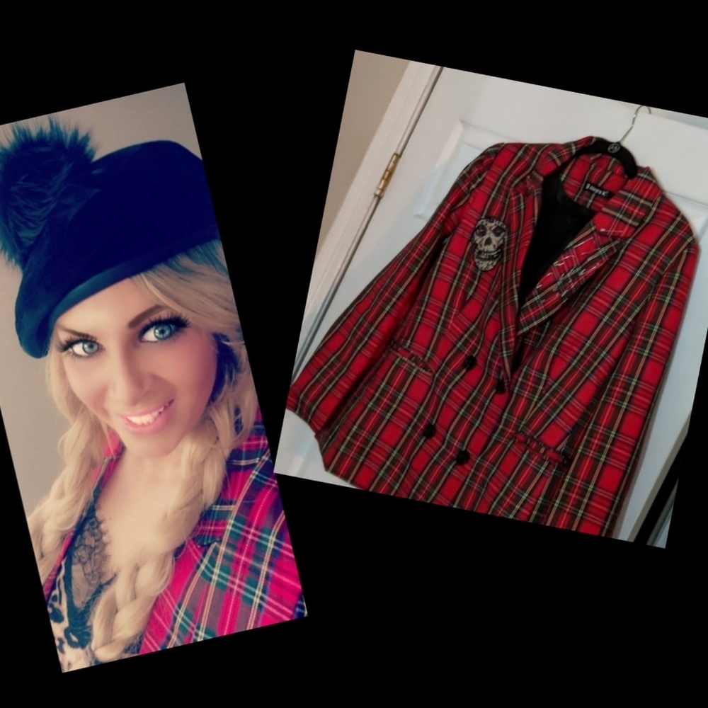 Punk plaid  double breasted  blazer